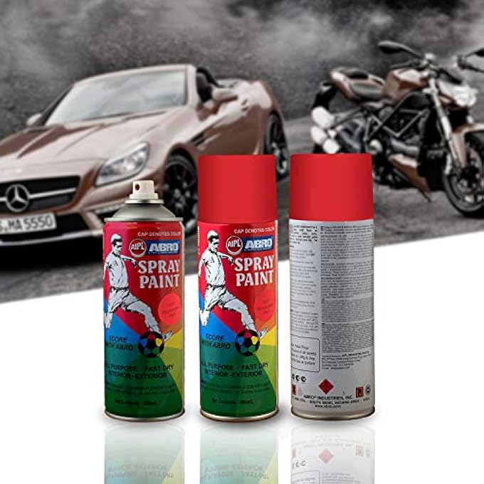 Abro SP-1001 MULTIPURPOSE COLOUR SPRAY PAINT CAN FOR CARS AND BIKES (400ML, FLUORESCENT RED, 1 PC) - Image 5
